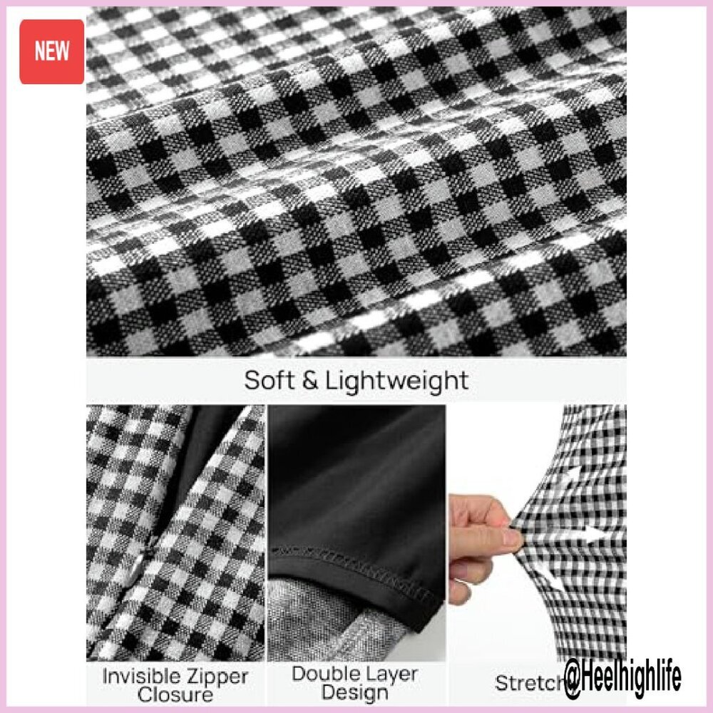 High Waist Plaid Mini Skirt with Built-in Shorts, Bodycon Pencil Fit - Picture 7 of 8